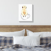 Meerkat met beker koffie canvas afdruk (Insitu (Slaapkamer))