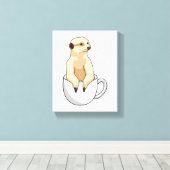 Meerkat met beker koffie canvas afdruk (Insitu (Houten vloer))