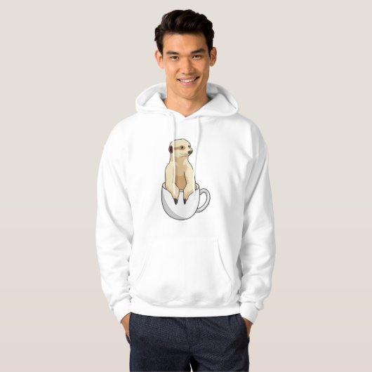 Meerkat met beker koffie hoodie (Voorkant volledig)