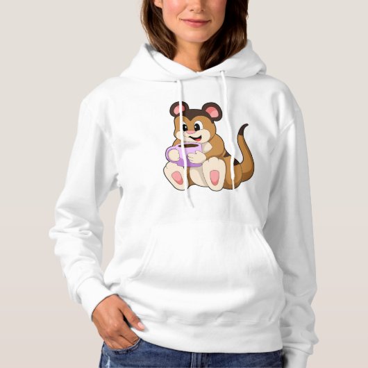 Meerkat met beker koffie hoodie (Voorkant)