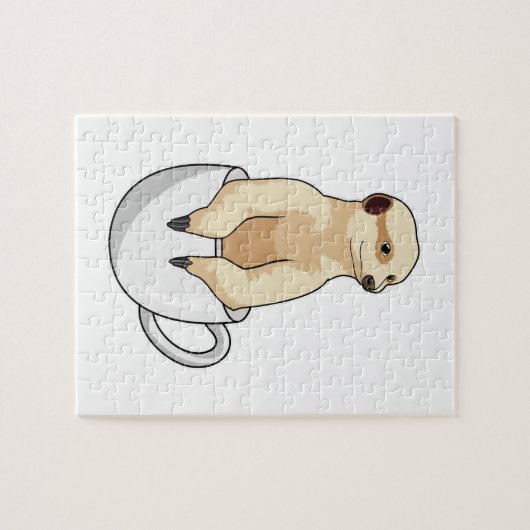 Meerkat met beker koffie legpuzzel (Horizontaal)