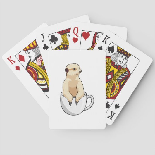 Meerkat met beker koffie pokerkaarten (Achterkant)