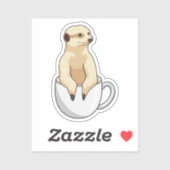 Meerkat met beker koffie sticker (Vel)