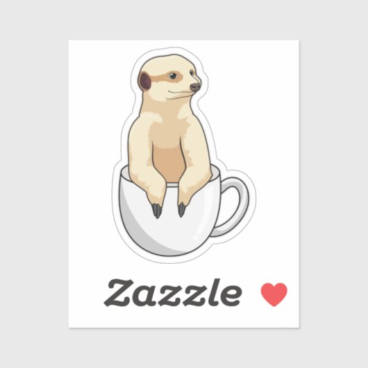 Meerkat met beker koffie sticker (Vel)