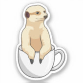 Meerkat met beker koffie sticker (Voorkant)