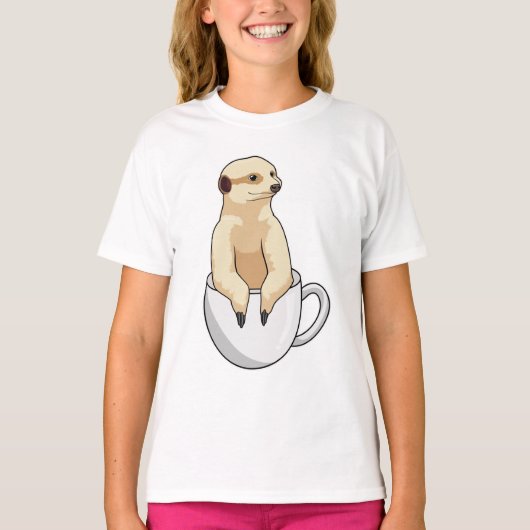 Meerkat met beker koffie t-shirt (Voorkant)