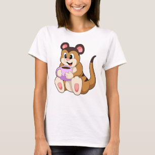 Meerkat met beker koffie t-shirt