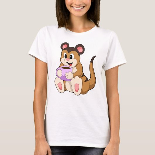 Meerkat met beker koffie t-shirt (Voorkant)