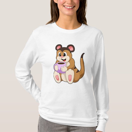 Meerkat met beker koffie t-shirt (Voorkant)