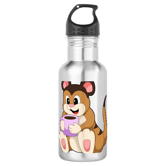 Meerkat met beker koffie waterfles (Voorkant)