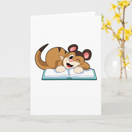 Meerkat met boek kaart (Gele Bloem)