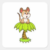 Meerkat met boom vierkante sticker (Voorkant)