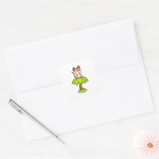 Meerkat met boom vierkante sticker (Envelop)