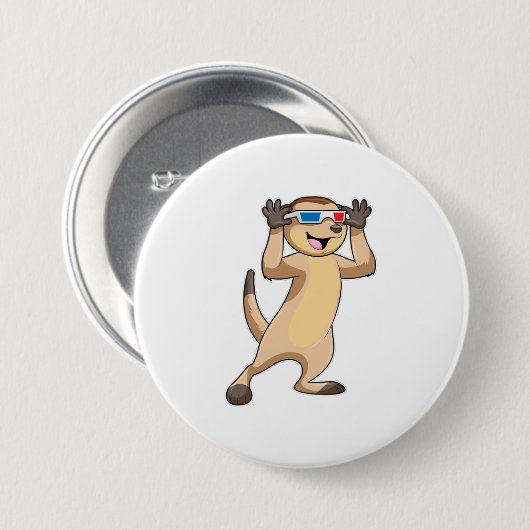 Meerkat met bril ronde button 7,6 cm (Voorkant /achterkant)