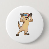 Meerkat met bril ronde button 7,6 cm (Voorkant)