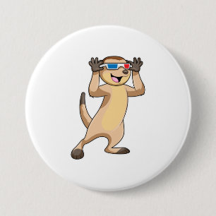 Meerkat met bril ronde button 7,6 cm