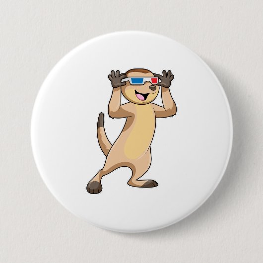 Meerkat met bril ronde button 7,6 cm (Voorkant)