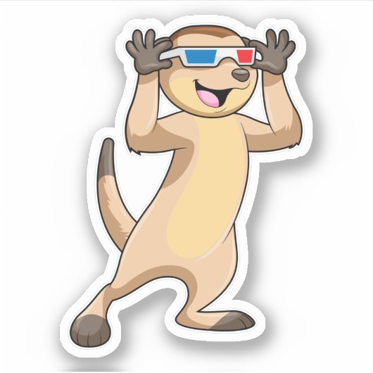 Meerkat met bril sticker (Voorkant)