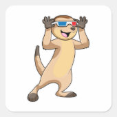 Meerkat met bril vierkante sticker (Voorkant)