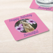 Meerkat met Daisies, papieren Onderzetters van de  (Schuin)