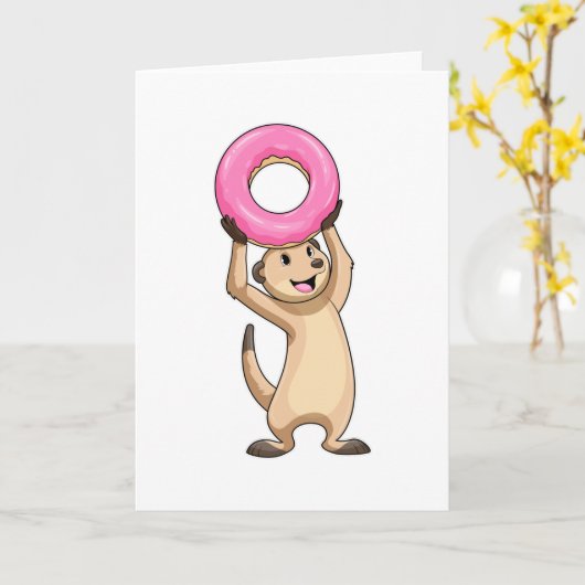 Meerkat met Donut Kaart (Gele Bloem)