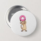 Meerkat met Donut Ronde Button 7,6 Cm (Voorkant /achterkant)