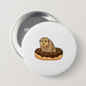 Meerkat met Donut Ronde Button 7,6 Cm (Voorkant /achterkant)