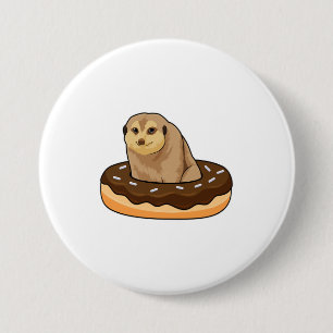 Meerkat met Donut Ronde Button 7,6 Cm