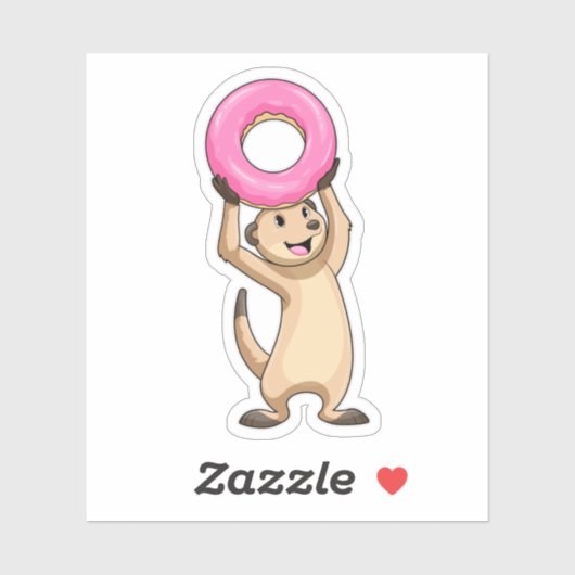 Meerkat met Donut Sticker (Vel)