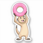 Meerkat met Donut Sticker (Voorkant)