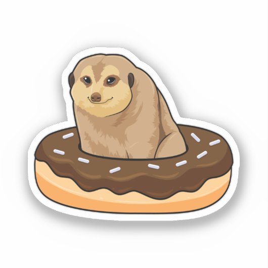 Meerkat met Donut Sticker (Voorkant)