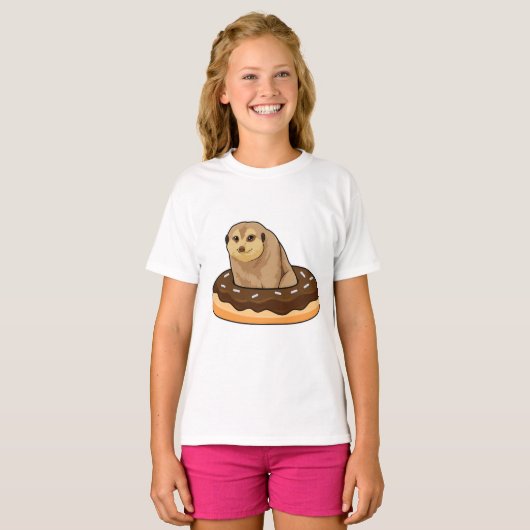 Meerkat met Donut T-shirt (Voorkant volledig)