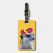 Meerkat met drie heldere duitse daisies bagagelabel (Voorkant verticaal)