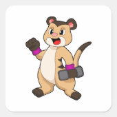 Meerkat met Dumbbell Vierkante Sticker (Voorkant)