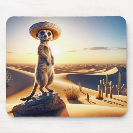 Meerkat met een Mexicaanse sombrero Muismat (Voorkant)