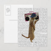 Meerkat met getto Blaster 2 van de Boom Box Briefkaart (Voorkant / Achterkant)