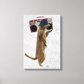 Meerkat met getto-blaster van de zoomdoos canvas afdruk (Voorkant)