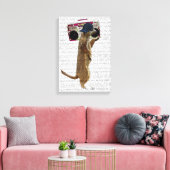 Meerkat met getto-blaster van de zoomdoos canvas afdruk (Insitu (Woonkamer))