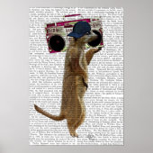 Meerkat met getto-blaster van de zoomdoos poster (Voorkant)