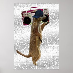 Meerkat met getto-blaster van de zoomdoos poster