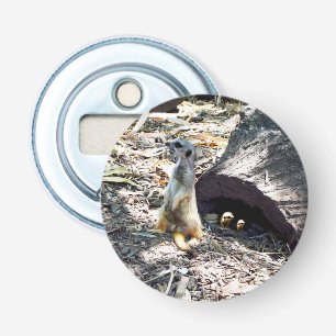 Meerkat met haar Kinderen, flesopener Button Flesopener