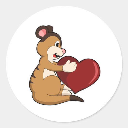 Meerkat met hart ronde sticker (Voorkant)