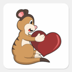 Meerkat met hart vierkante sticker