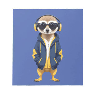 Meerkat met hoodie Grappig cool dierlijk karakter Notitieblok
