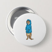 Meerkat met Hoodie Ronde Button 7,6 Cm (Voorkant /achterkant)