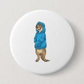 Meerkat met Hoodie Ronde Button 7,6 Cm (Voorkant)