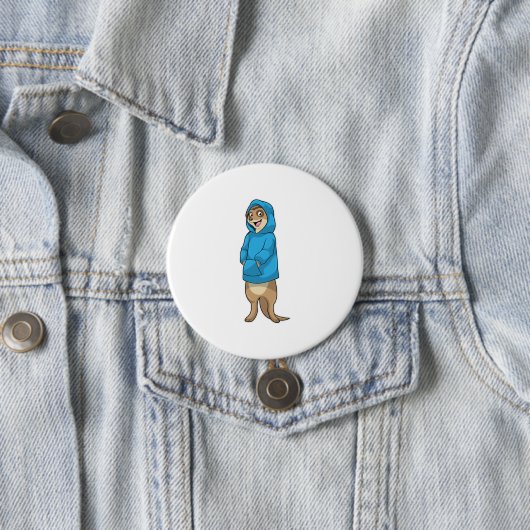 Meerkat met Hoodie Ronde Button 7,6 Cm (In situ)