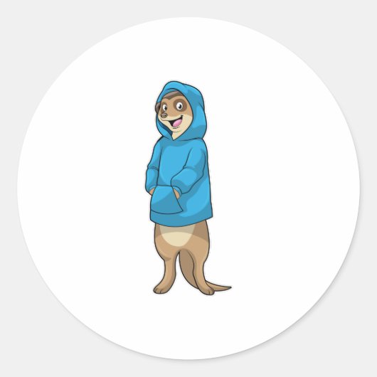Meerkat met Hoodie Ronde Sticker (Voorkant)