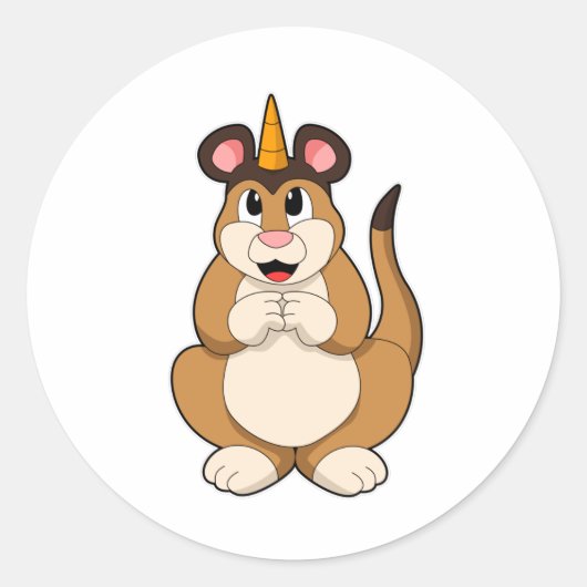 Meerkat met Horn Ronde Sticker (Voorkant)