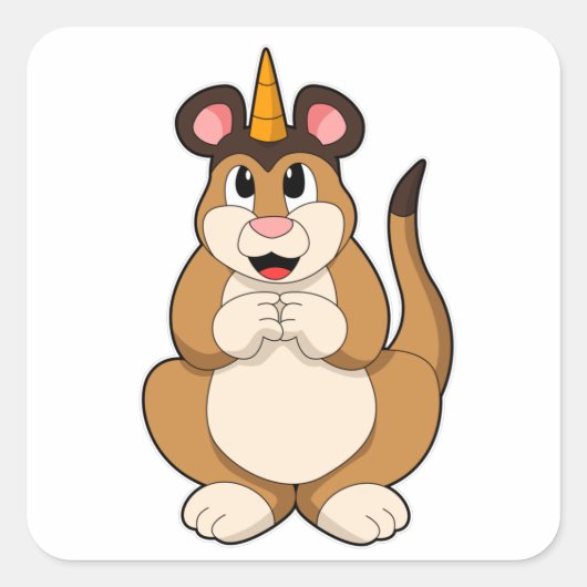 Meerkat met Horn Vierkante Sticker (Voorkant)